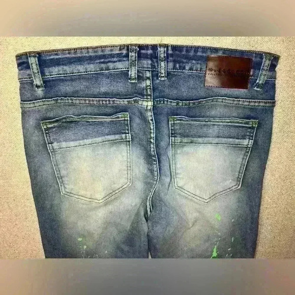 M. Society Mens Jeans Size 34x32 Skinny Fit Distressed Grunge Hip Hop B0060 - Picture 6 of 10